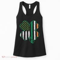 Shamrocks Irish American Flag Beautiful St Patricks Day Women's Tank Top thumb 0