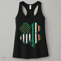 Shamrocks Irish American Flag Beautiful St Patricks Day Women's Tank Top thumb 3