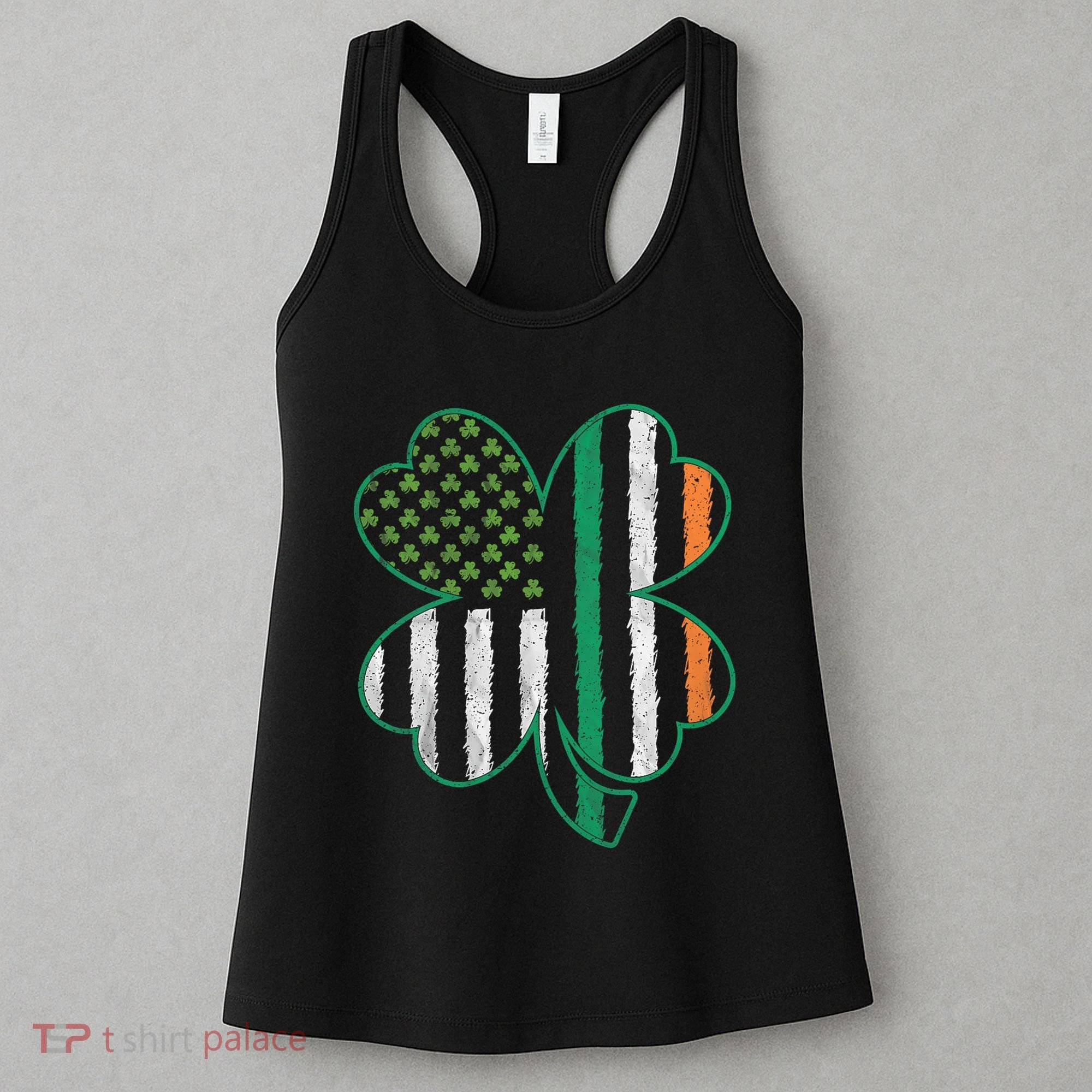 Shamrocks Irish American Flag Beautiful St Patricks Day Women's Tank Top