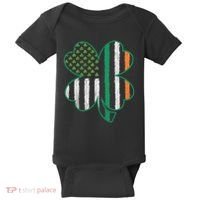 Shamrocks Irish American Flag Beautiful St Patricks Day Baby Bodysuit thumb 0