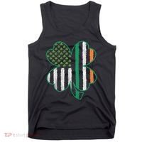 Shamrocks Irish American Flag Beautiful St Patricks Day Tank Top thumb 0