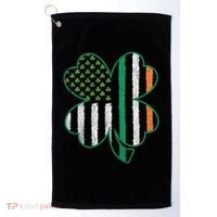 Shamrocks Irish American Flag Beautiful St Patricks Day Golf Towel thumb 0