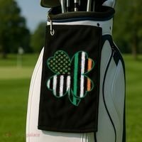 Shamrocks Irish American Flag Beautiful St Patricks Day Golf Towel thumb 2