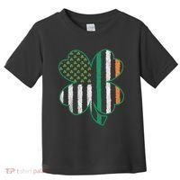 Shamrocks Irish American Flag Beautiful St Patricks Day Toddler T-Shirt thumb 0