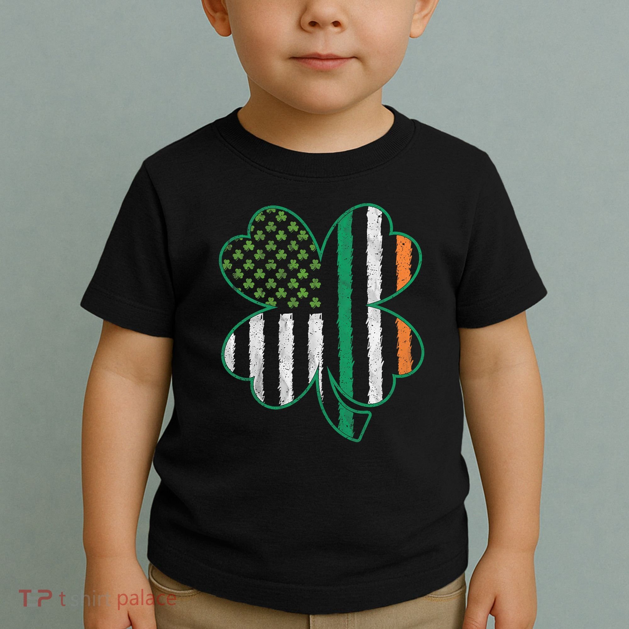 Shamrocks Irish American Flag Beautiful St Patricks Day Toddler T-Shirt