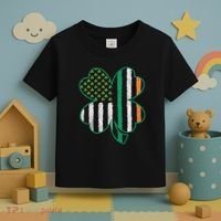 Shamrocks Irish American Flag Beautiful St Patricks Day Toddler T-Shirt thumb 3