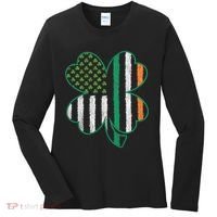 Shamrocks Irish American Flag Beautiful St Patricks Day Women's Long Sleeve Shirt thumb 0