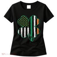 Shamrocks Irish American Flag Beautiful St Patricks Day Women's T-Shirt thumb 0