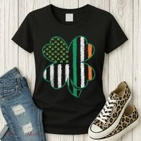 Shamrocks Irish American Flag Beautiful St Patricks Day Women's T-Shirt thumb 3