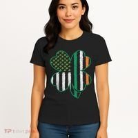 Shamrocks Irish American Flag Beautiful St Patricks Day Women's T-Shirt thumb 4
