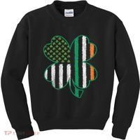 Shamrocks Irish American Flag Beautiful St Patricks Day Kids Sweatshirt thumb 0