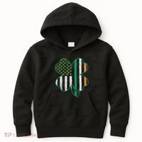 Shamrocks Irish American Flag Beautiful St Patricks Day Kids Hoodie thumb 0