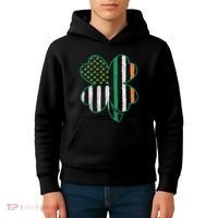 Shamrocks Irish American Flag Beautiful St Patricks Day Kids Hoodie thumb 4
