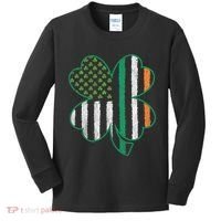 Shamrocks Irish American Flag Beautiful St Patricks Day Kids Long Sleeve Shirt thumb 0