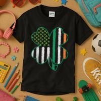 Shamrocks Irish American Flag Beautiful St Patricks Day Kids T-Shirt thumb 3