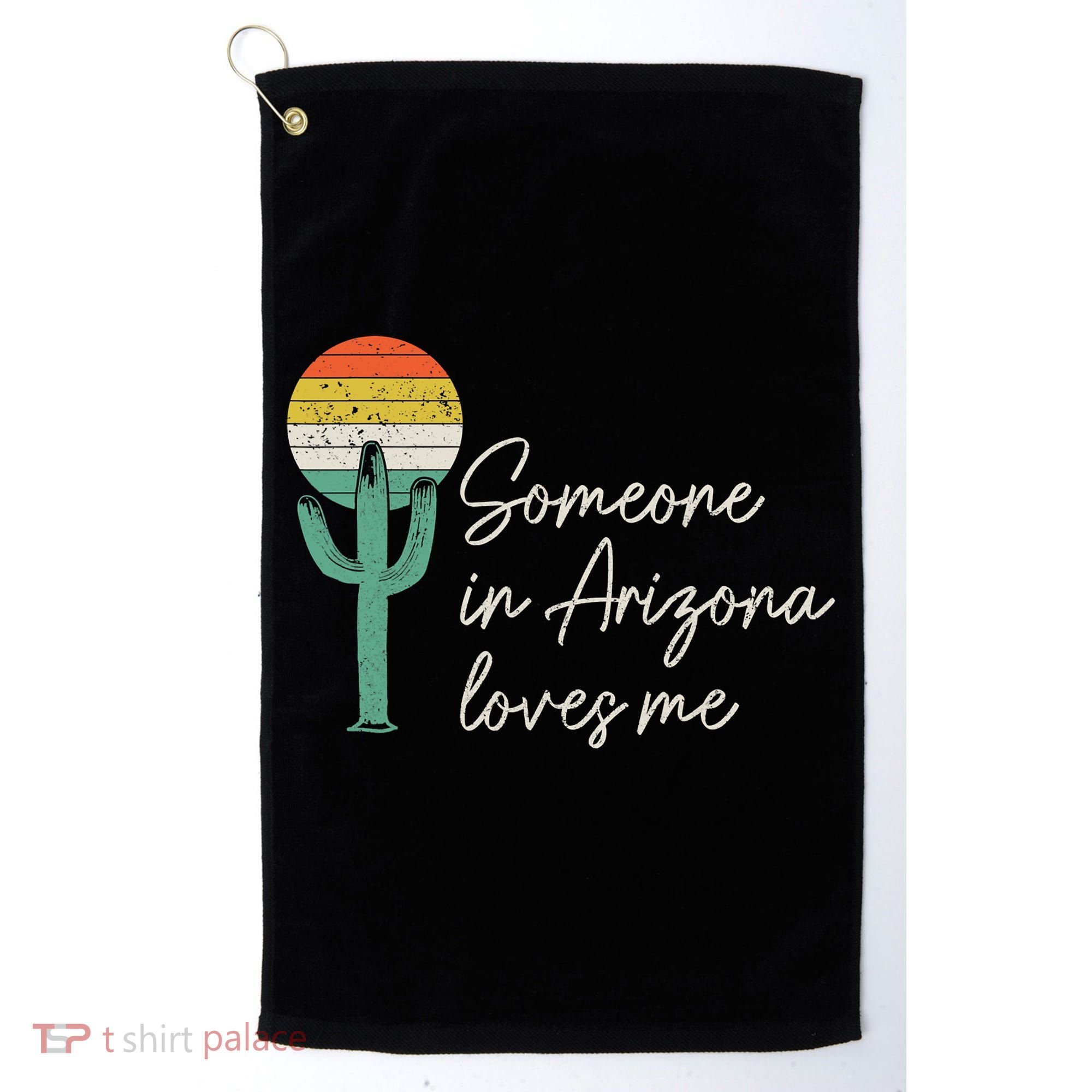 Someone In Arizona Loves Me Retro Cactus Golf Towel