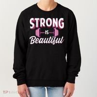 Strong Is Beautiful Pink Barbells Gym Exercise Athlete Gift Women's Sweatshirt thumb 0