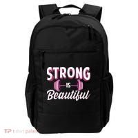 Strong Is Beautiful Pink Barbells Gym Exercise Athlete Gift Backpack thumb 0