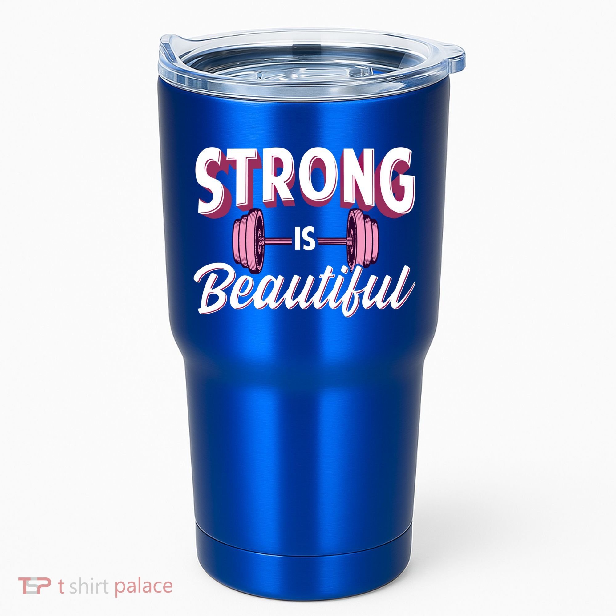 Strong Is Beautiful Pink Barbells Gym Exercise Athlete Gift Tumbler