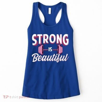 Strong Is Beautiful Pink Barbells Gym Exercise Athlete Gift Women's Tank Top