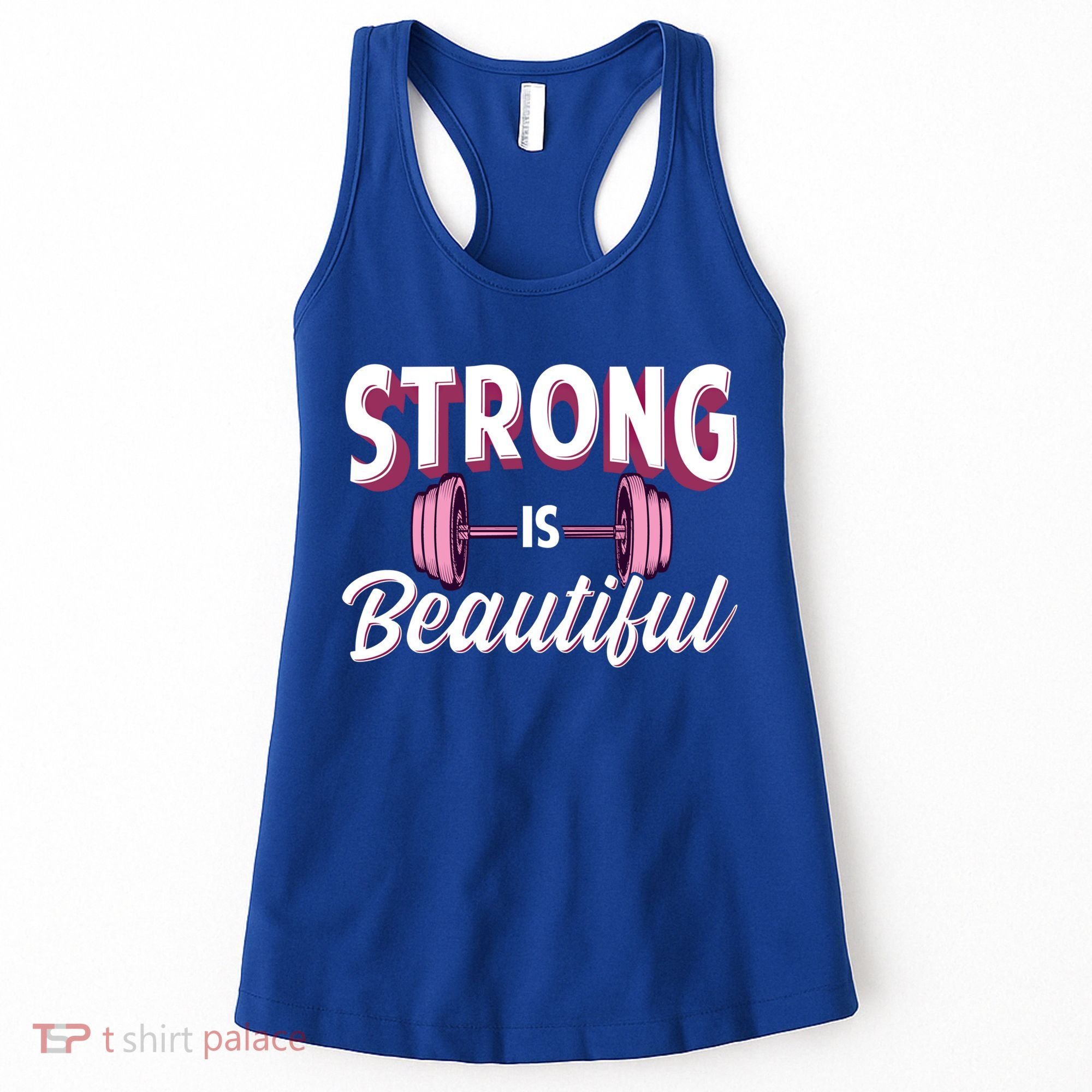 Strong Is Beautiful Pink Barbells Gym Exercise Athlete Gift Women's Tank Top