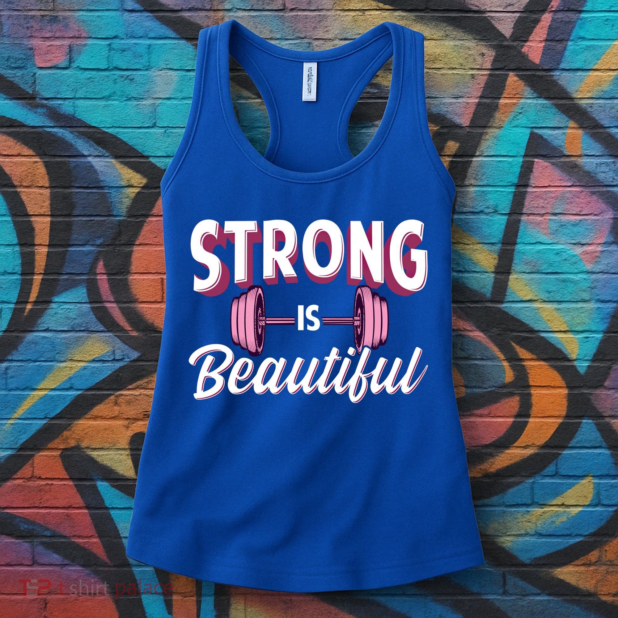 Strong Is Beautiful Pink Barbells Gym Exercise Athlete Gift Women's Tank Top