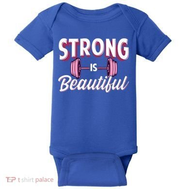 Strong Is Beautiful Pink Barbells Gym Exercise Athlete Gift Baby Bodysuit