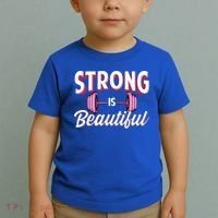 Strong Is Beautiful Pink Barbells Gym Exercise Athlete Gift Toddler T-Shirt thumb 2