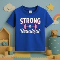 Strong Is Beautiful Pink Barbells Gym Exercise Athlete Gift Toddler T-Shirt thumb 3