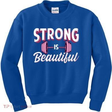 Strong Is Beautiful Pink Barbells Gym Exercise Athlete Gift Kids Sweatshirt