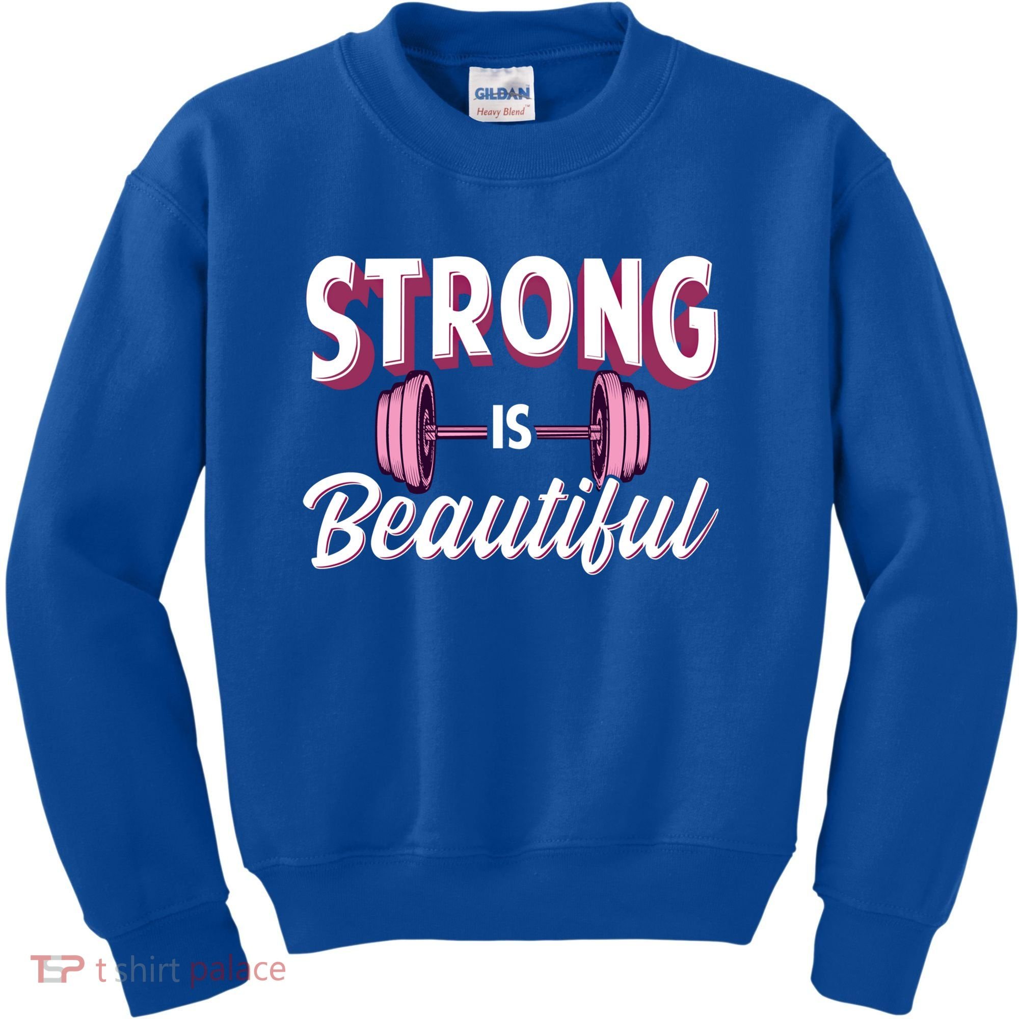 Strong Is Beautiful Pink Barbells Gym Exercise Athlete Gift Kids Sweatshirt