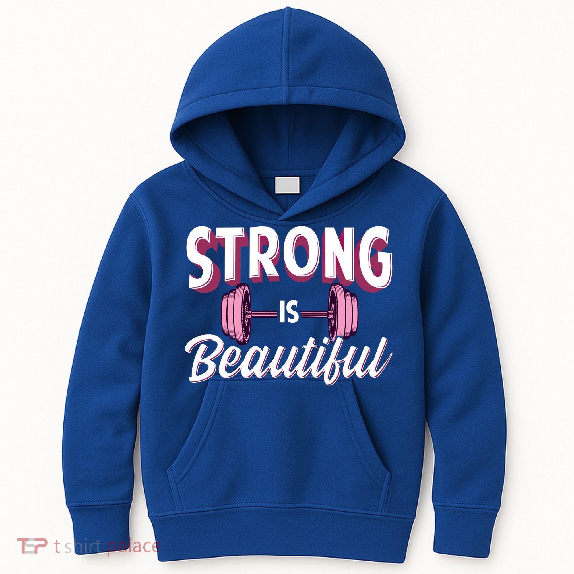 Strong Is Beautiful Pink Barbells Gym Exercise Athlete Gift Kids Hoodie