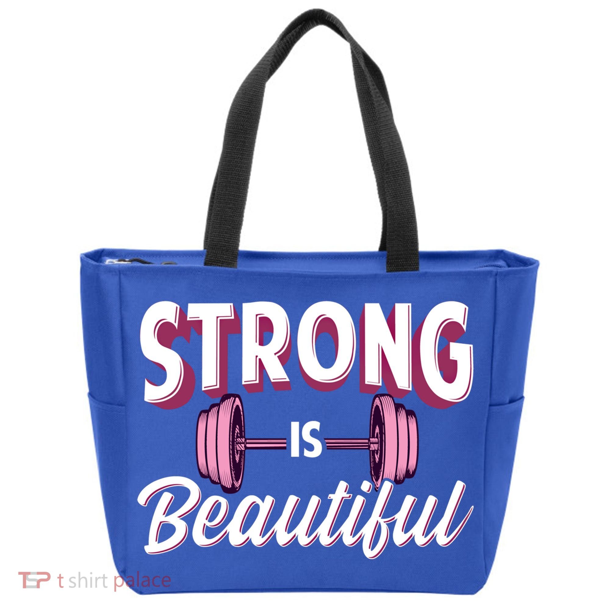 Strong Is Beautiful Pink Barbells Gym Exercise Athlete Gift Tote Bag