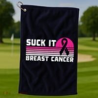 Suck It Breast Cancer Awareness Golf Towel thumb 1