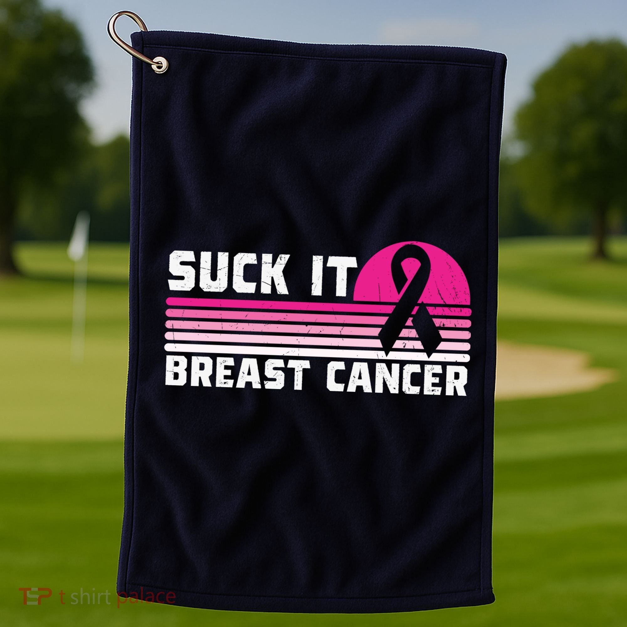 Suck It Breast Cancer Awareness Golf Towel