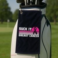 Suck It Breast Cancer Awareness Golf Towel thumb 2
