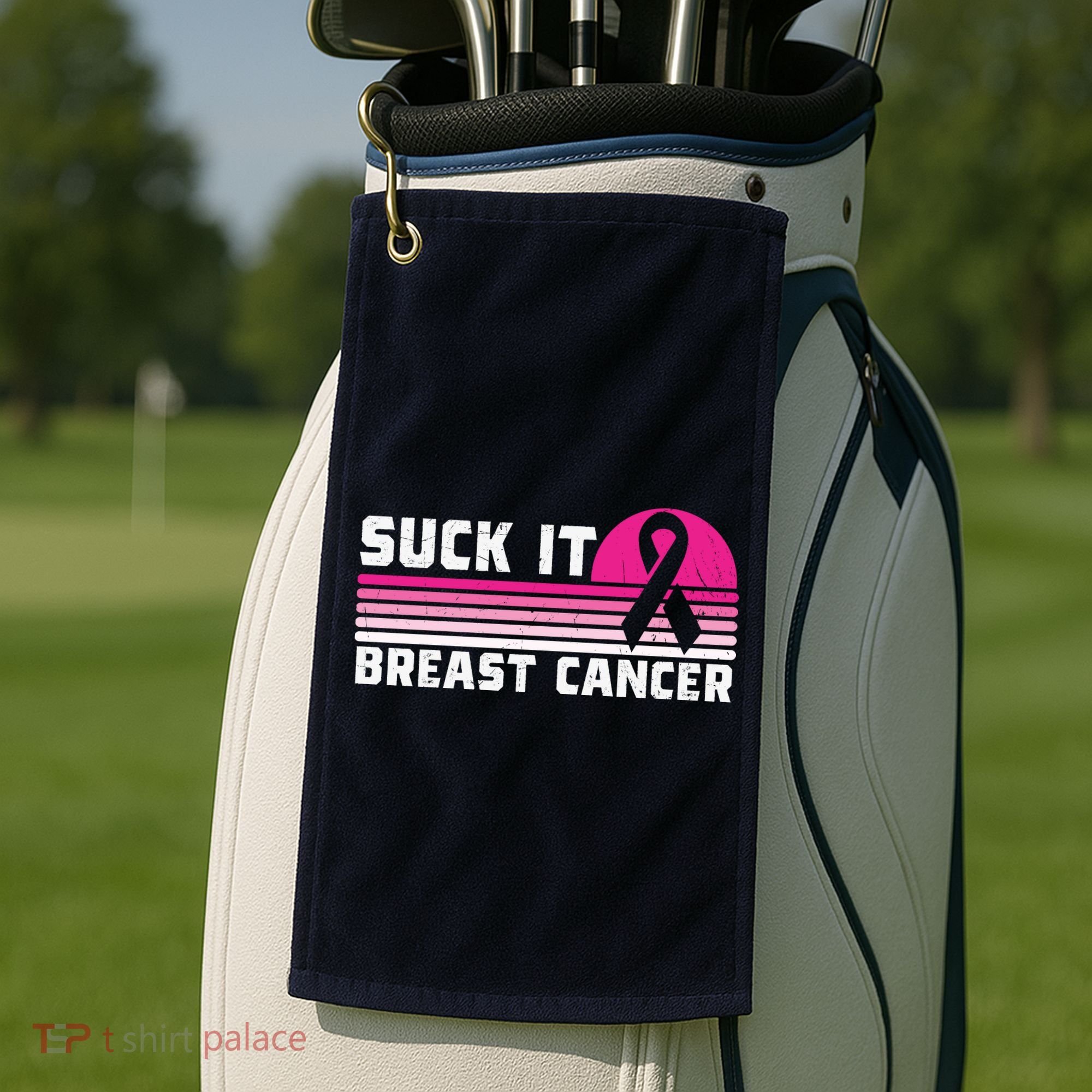 Suck It Breast Cancer Awareness Golf Towel