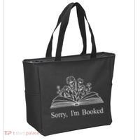 Sorry IM Booked Gift Book Lovers Bookish Tote Bag thumb 2