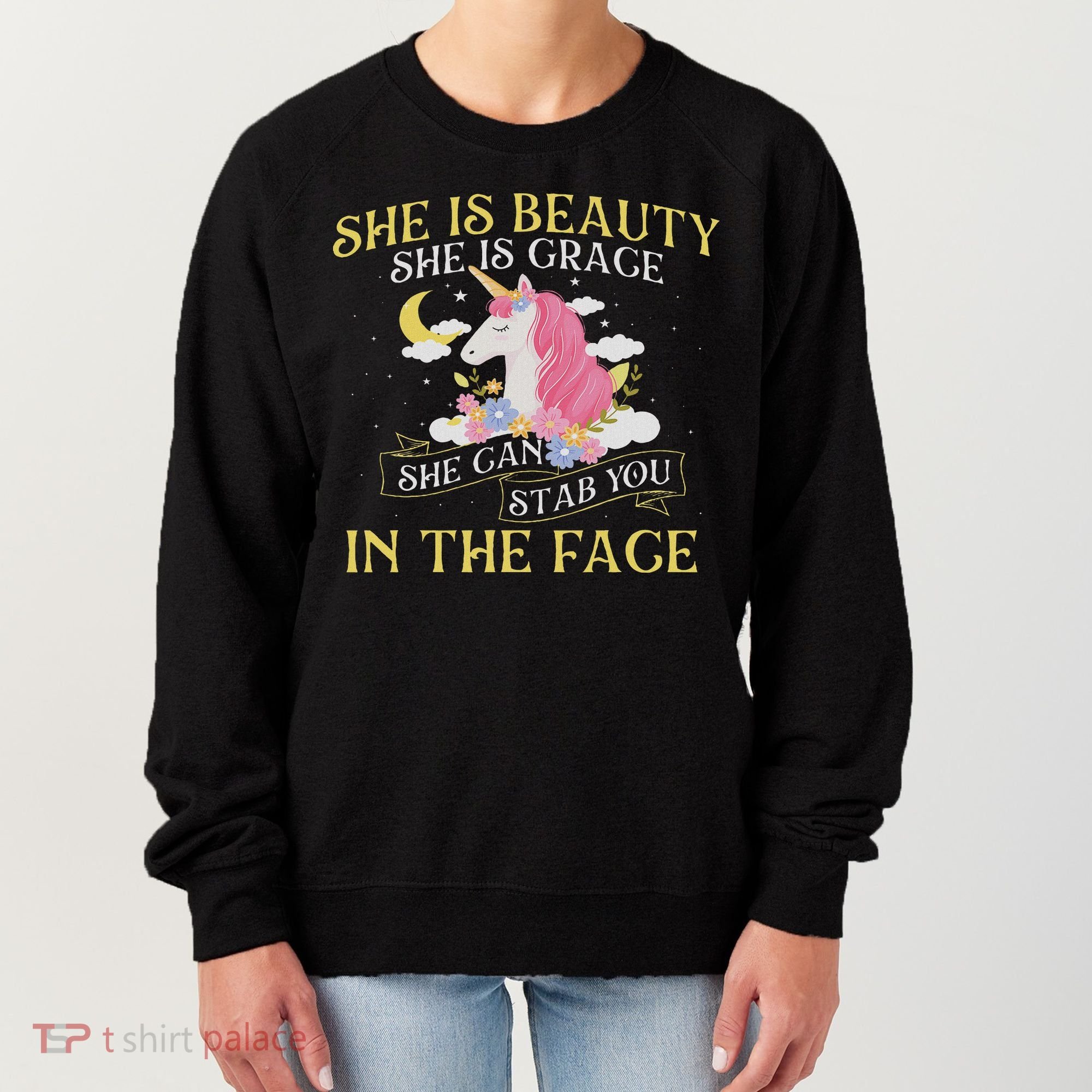She Is Beauty Mythical Animal Rainbow Unicorn Magical Women's Sweatshirt