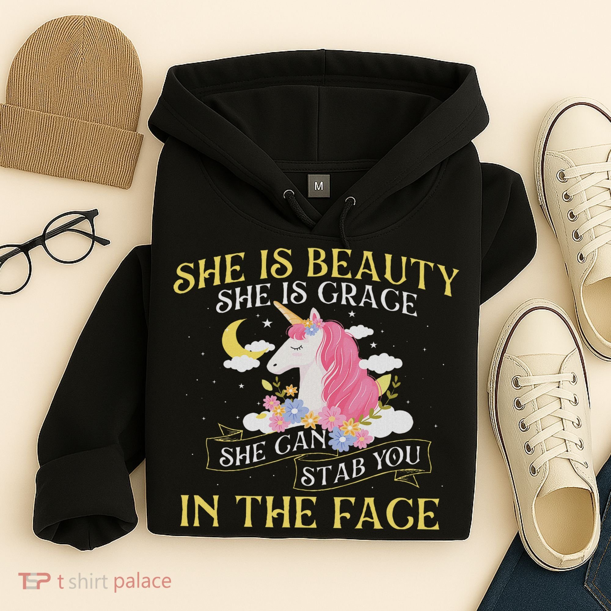 She Is Beauty Mythical Animal Rainbow Unicorn Magical Hoodie