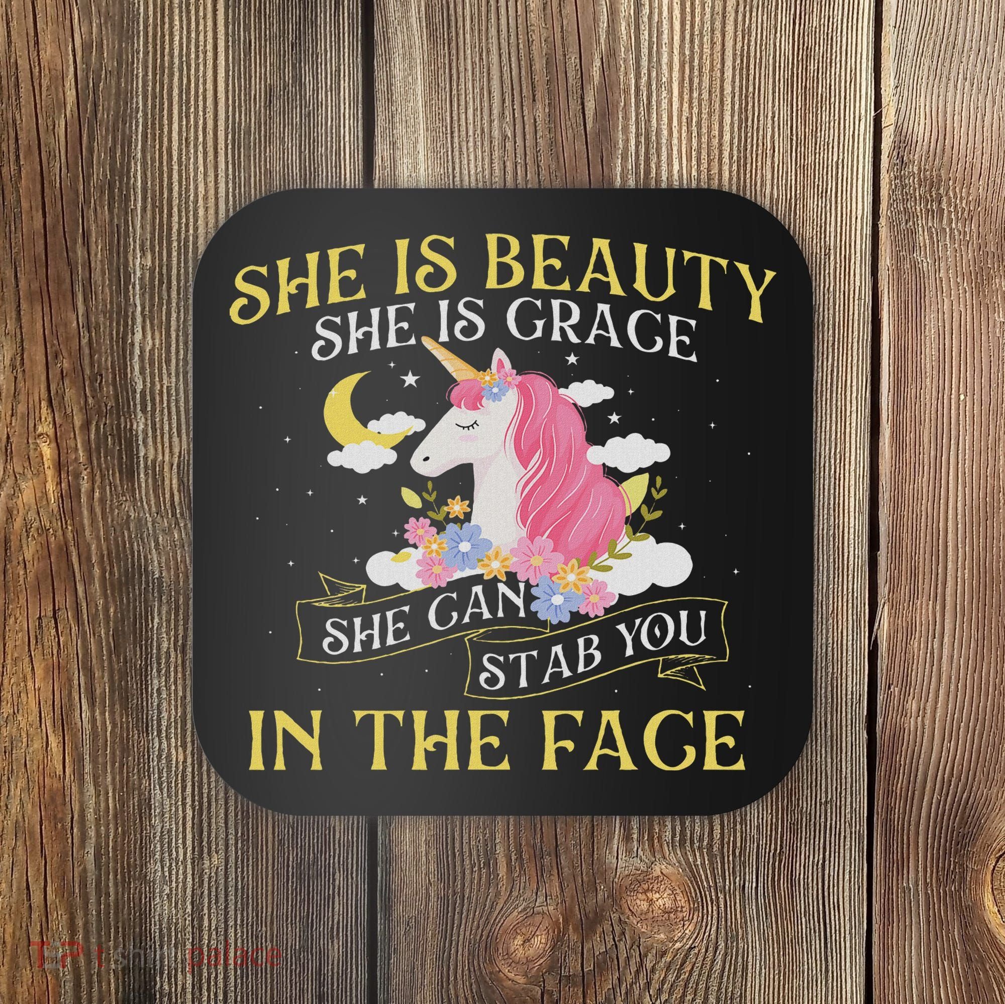 She Is Beauty Mythical Animal Rainbow Unicorn Magical Coaster