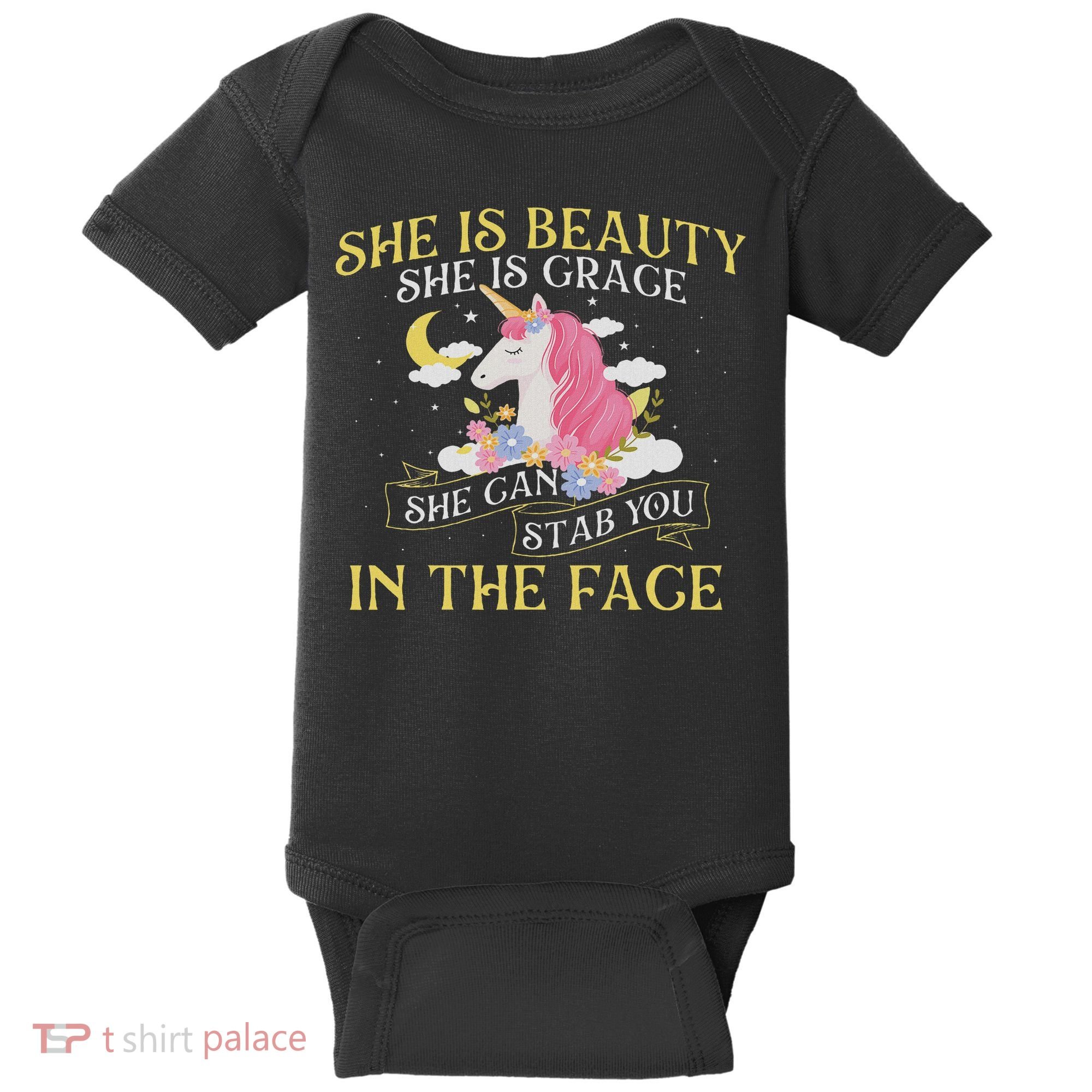 She Is Beauty Mythical Animal Rainbow Unicorn Magical Baby Bodysuit