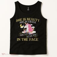She Is Beauty Mythical Animal Rainbow Unicorn Magical Tank Top thumb 2