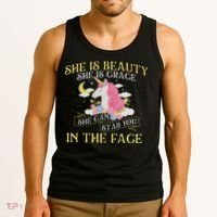 She Is Beauty Mythical Animal Rainbow Unicorn Magical Tank Top thumb 3