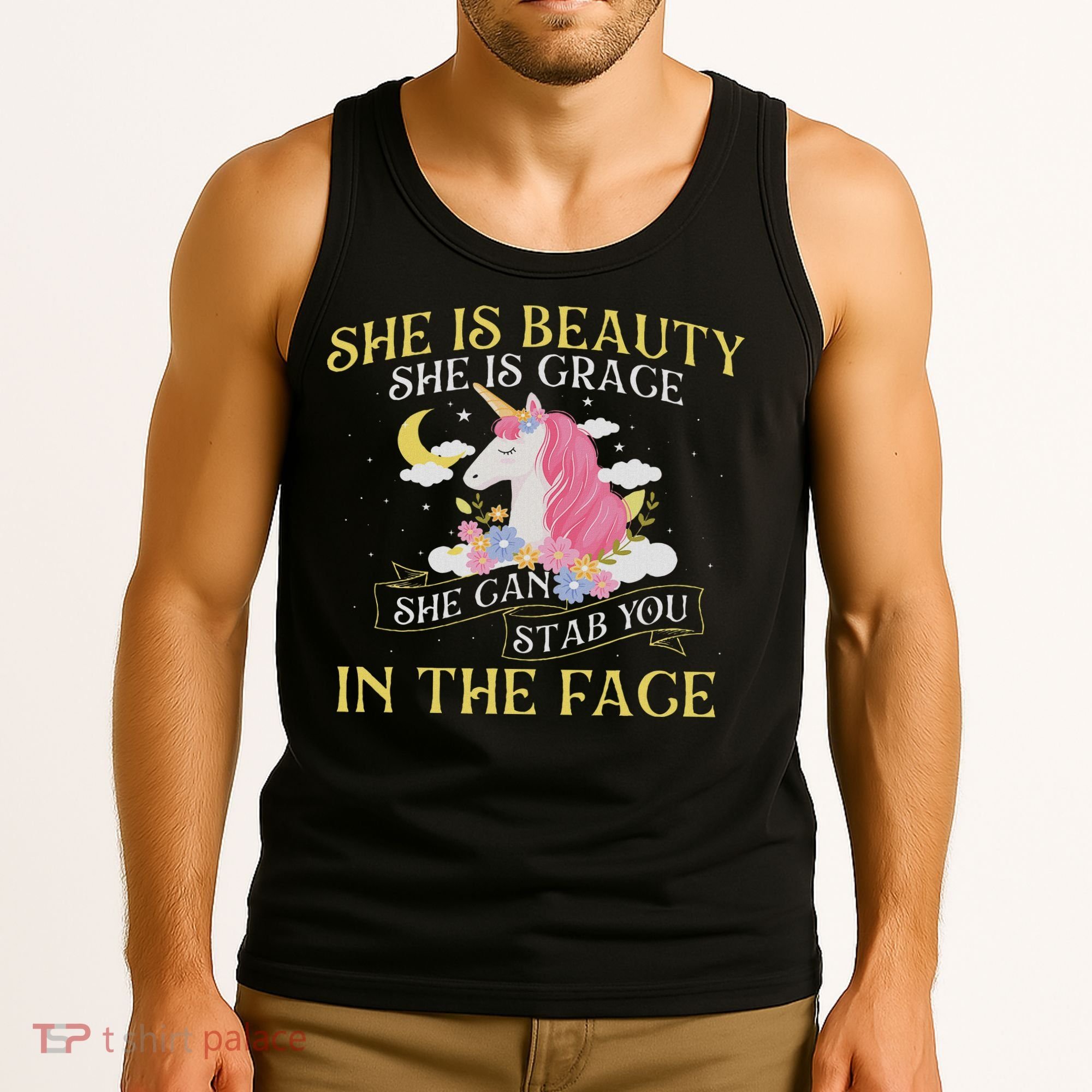 She Is Beauty Mythical Animal Rainbow Unicorn Magical Tank Top