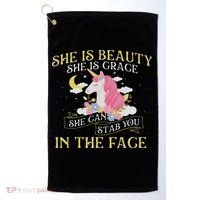 She Is Beauty Mythical Animal Rainbow Unicorn Magical Golf Towel thumb 0