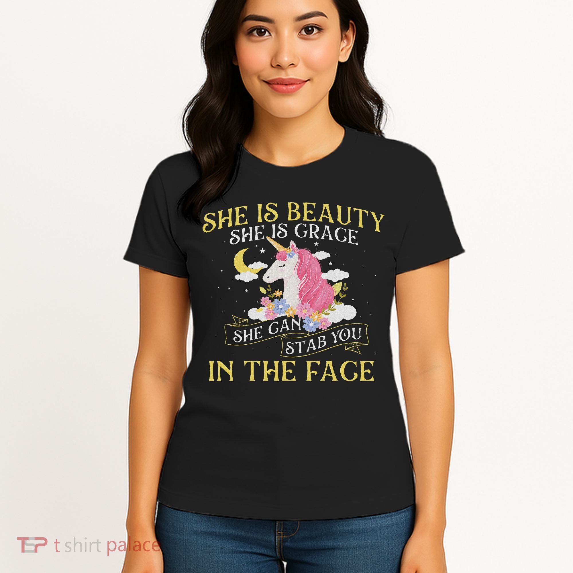 She Is Beauty Mythical Animal Rainbow Unicorn Magical Women's T-Shirt