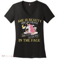 She Is Beauty Mythical Animal Rainbow Unicorn Magical Women's V-Neck T-Shirt thumb 0