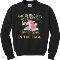 She Is Beauty Mythical Animal Rainbow Unicorn Magical Kids Sweatshirt thumb 0