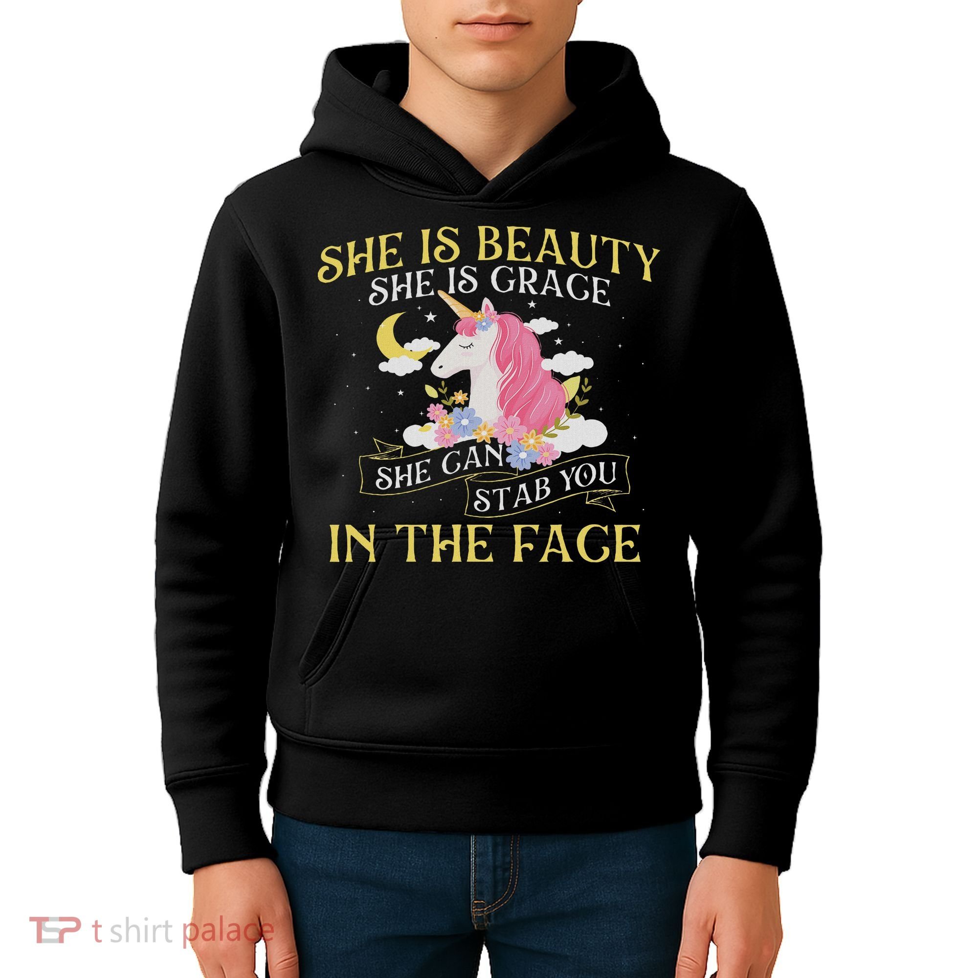 She Is Beauty Mythical Animal Rainbow Unicorn Magical Kids Hoodie